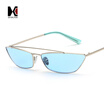 SHAUNA Candy Colors Fashion Women Small Cat Eye Sunglasses Double Bridges Retro Men Red Lens Glasses UV400