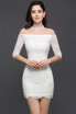 Sheath Off-The-Shoulder Mini-Length Lace Homecoming Dress With Long Sleeves