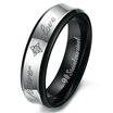 Hpolw MenWomens Stainless Steel Ring Band CZ Black Silver Gold Valentine Wedding Engagement Promise