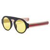 SHAUNA Unique Flat Top Women Round Sunglasses Oversized Popular Stripe contrast Color Leg Men Clear Yellow Sun Glasses UV400
