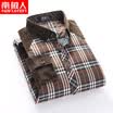 Antarctic long sleeve plus velvet warm shirt mens autumn&winter casual middle-aged large size mens wear plaid loose mens shirt khaki 40 L