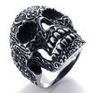 Hpolw mens 316L Sainless Steel Gothic PUNK Biker Skeleton Silver Steel Cool Skull Jewelry Rings