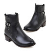 IDIFU Womens Trendy Buckled Straps Round Toe Side Zipper Block Low Heel Short Boots
