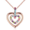 Double Heart Necklace Rhodium Plated Necklaces of Crystal Pendants Necklace for Womens Gift Rose Gold Plated 20511