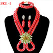 Red Crystal Handmade Jewelry Beaded Necklace African Wedding Jewellery Set Bridal Jewelry Nigerian Coral Jewelry For Woman