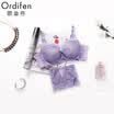 Ou Difen Lady Bra Sexy Lace Side V Gathering 34 Thin Cup Adjust Widening Underwear Bra XB5308 Lavender Purple 75B