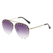 SHAUNA Fashion Rivet Decoration Women Pilot Sunglasses Brand Designer Half Frame Men Purple Mirror Lens Shades UV400