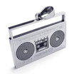 Hpolw Music Tape Recorder Stainless Steel Hip Hop style Pendants Mens&Womens NecklaceSilver&Black18-26 inch Chain