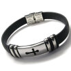 Hpolw Stainless Steel Rubber Cross Bracelet