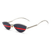 SHAUNA 2018 Ins Popular Double Color Lens Women Small Cat Eye Sunglasses Fashion Men Red Stripe Glasses UV400