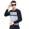 Snow flying mens thermal underwear thickening plus velvet fashion jacquard lattice couple warm one set XYT5920 Navy 185