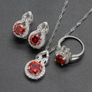 Beautiful Orange Stone Silver Plated Jewelry Sets for Women Six Colors Available Free Jewelry Box