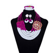 AMYNOVA 5 Rows Crystal Beads African Beaded Necklace Nigerian Wedding Beads Bridal Jewelry Women African Costume Jewelry Set