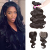 8A Malaysian Virgin Human Hair Body Wave Bundles With 44 Middles Part Lace Closure 100 Unprocessed Virgin Human Hair