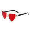 SHAUNA Oversize Double Rims Women Heart Sharp Sunglasses Fashion Ladies Clear Red Lens Shades UV400