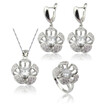 EIOLZJ Flower Dark Blue Cubic zirconia Silver Plated Jewelry Sets for Women Four Colors Available Free Jewelry Box