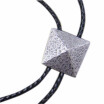 New Vintage Silver Plated Original Geometric Patterns Wedding Bolo Tie Leather Necklace
