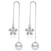 AAA Cubic Zirconia Long Drop Earrings Vintage Fashion Jewelry For Women Korea Trendy Accessories Simulated Pearl E60