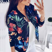 Fashion Womens Ladies Retro Floral Zipper Up Bomber Jacket Casual Coat Outwear