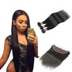 Ishow Good Quality 7A Ear To Ear Lace Frontal With 3Bundles Brazilian Straight Cheap Human Hair With Closure