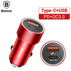 Baseus 36W Qi Car chargerType-C PD QC30 Flash Car Charging for Mobile Phone Iphone X Samsung HuaWei Xiao Mi