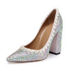 Fashion womens shoes colorful fashionable rough&pointed diamond high heel single shoes ladies wedding shoes