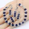 2018 Nuevo 925 Joyas de Plata Nupcial Establece Joyas Mujeres Cristal Azul Naranja Zirconia Collar Colgante Pendientes Anillo de Pulsera