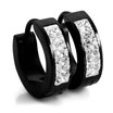 Hpolw Mens Stainless Steel Stud Hoop huggie Earrings CZ Silver Black Charm Elegant
