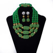 3 Rows Green Women Crystal Jewelry African Statement Necklace And Earrings Bracelet Nigerian Wedding Jewellery Set Bridal Jewelry