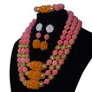 African Jewelry Sets For Womens Pink Nigerian Wedding Bridal Jewelry Set 2018 New Party Accessories Free Shipping