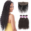 Glary Deep Wave Hair with Frontal Peruvian Virgin Hair Bundles with Frontal Grade 8A Unprocessed Human Hair with Frontal Free Part