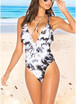2018 Sexy Women Print Monokini Swimsuit Halter Deep V-Neck Ruffles Backless Beach Bathing Suit Bikini Swimwear