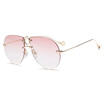 SHAUNA Retro Rimless Women Pilot Sunglasses Fashion Double Bridges Men Reflective Lens Shades UV400