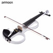 ammoon VE-207 Full Size 44 Solid Wood Silent Electric Violin Fiddle Maple Body Ebony Fingerboard Pegs Chin Rest Tailpiece with Bo
