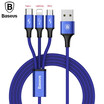 Baseus 3 in 1 USB Cable For Iphone X 8 7Micro USB Type-c Data Charger Cable for Samsung S9 S7 S6 Hua wei XiaoMi