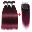 HCDIVA Ombre Color 3 Bundles With Lace Closure 1B99 Dark Roots Brazilian Straight Hair Ombre Bundles With Closure Virgin