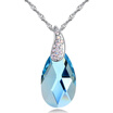 High Quality Water Drop Pendant Women Jewelry Blue Crystal from Austrian Necklace White Gold Plated Fashion Gift 27255