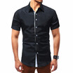 Mens Summer Fashion Short Sleeved Solid Color Cotton Shirt Plus SizeXS-4XL