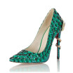 Green drilled snake with sharp pointed thin shoes fashion night club wedding heels