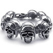 Hpolw Large Heavy silver&black Stainless Steel Gothic Skullskeleton head Biker Mens Lobster Clasps Skeleton link chain Bracelet