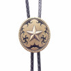 New Vintage Bronze Plated Original Western Oval Star Bolo Tie Leather Necklace