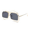 SHAUNA Unique Folding Steampunk Women Irregular Square Sunglasses Oversize Men RedClear Lens Punk Shades UV400