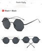 SHAUNA Hexagon Metal Frame Women Square Sunglasses Fashion Double Bridges Men Reflective Lens Glasses