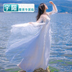 Seasonal white with bohemian skirt beach mopping skirt elegant fairy skirt two-piece mesh dress