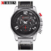 CURREN 8287 Top Brand Chronograph Quartz watches Men 24 Hour Date Men Sport Leather Wrist Watch