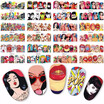 12pcs Pop Nail Art Stickers Full Wraps Water Transfer Nail Art Paper DIY Manicure Foil Decorations