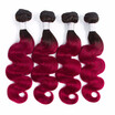 HCDIVA Per-colored Brazilian Body Wave Hair 4 Bundles 1bburgundy Human Hair Extensions Ombre Virgin Human Hair Weave Bundles