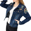 2018 Fashion Women Jacket High quality spring&autumn new embroidered denim jacket women slim outwear bomber jacket women LR3