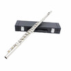 Western Concert Flute Cupronickel Plated Silver 16 Holes C Key Woodwind Instrument with Cleaning Cloth Stick Gloves Mini Screwdri