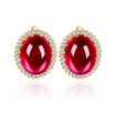 Aiyaya Fashion Jewelry Purple Sapphire Stud Micro Cubic Zircon Big Round Clip Earrings